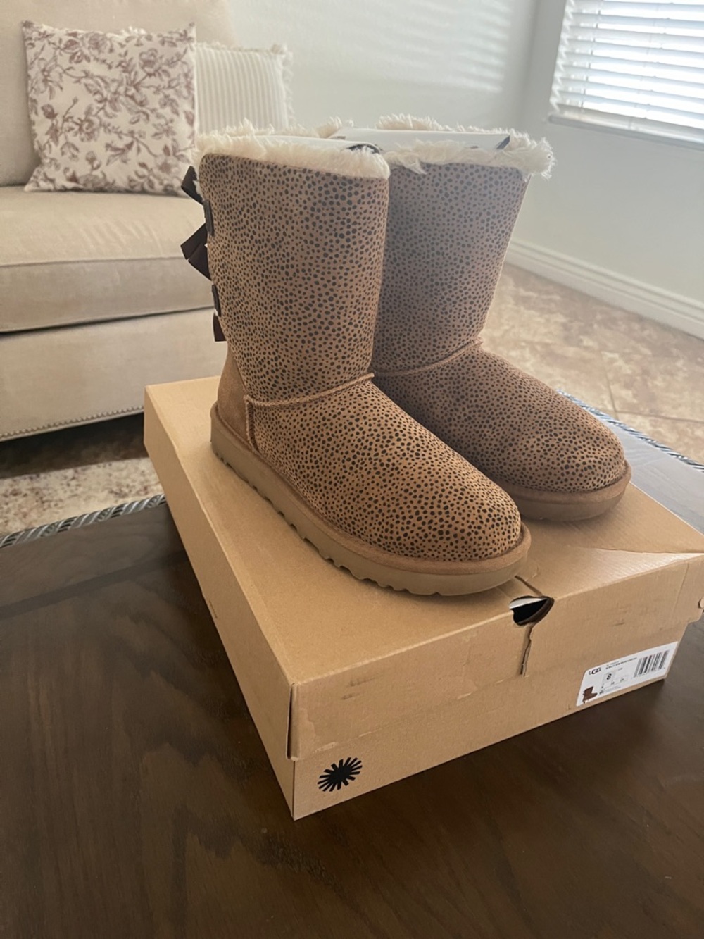 UGG Women's Brown Winter Boots with Bow Accents